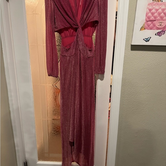 NEW Ramy Brook LeBron pink metallic cutout dress sz 12 - Picture 4 of 4